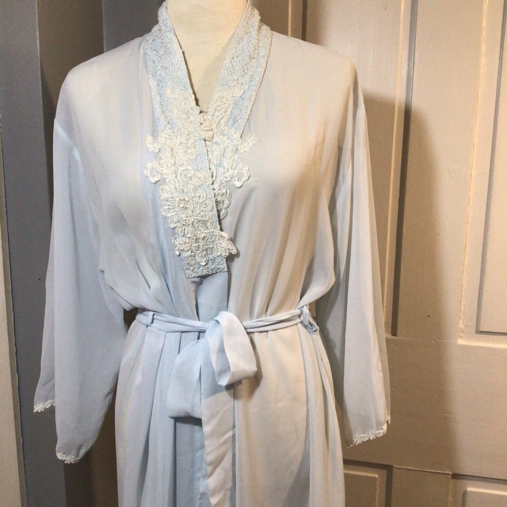 VINTAGE Light Blue Sheer Peignoir JT